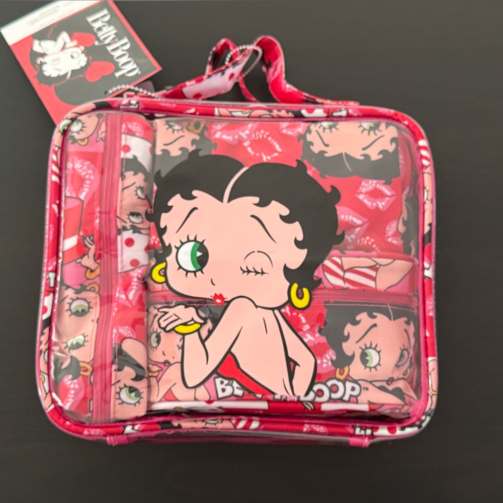 Nwt Betty Boop Red and Black Cosmetic Bag set